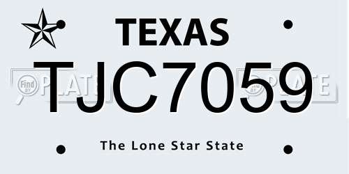 TJC7059 Texas License Plate