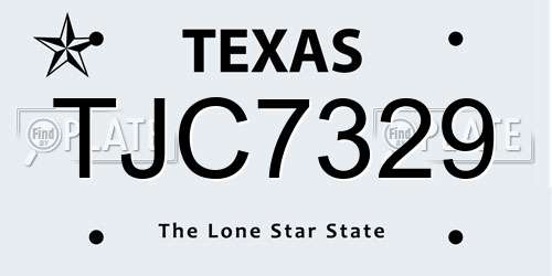 TJC7329 Texas License Plate