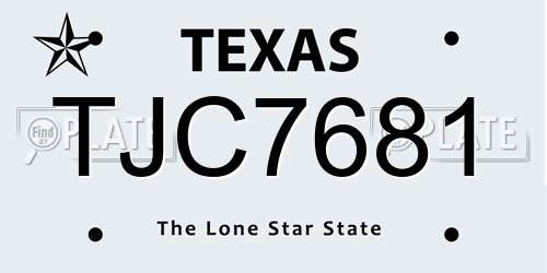 TJC7681 Texas License Plate