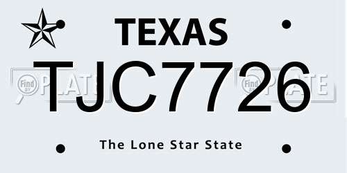 TJC7726 Texas License Plate
