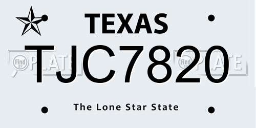 TJC7820 Texas License Plate