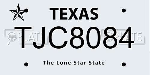 TJC8084 Texas License Plate