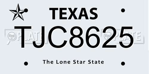 TJC8625 Texas License Plate
