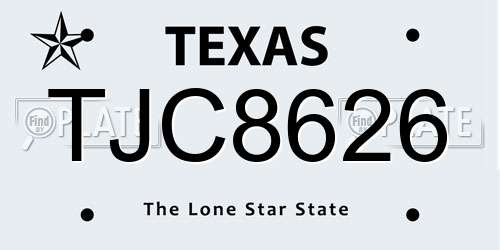 TJC8626 Texas License Plate