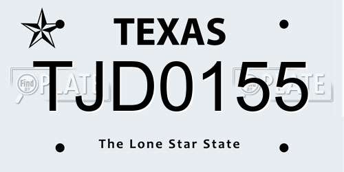 TJD0155 Texas License Plate