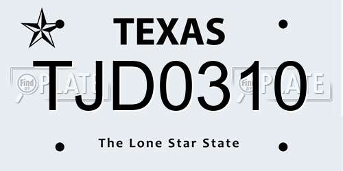 TJD0310 Texas License Plate