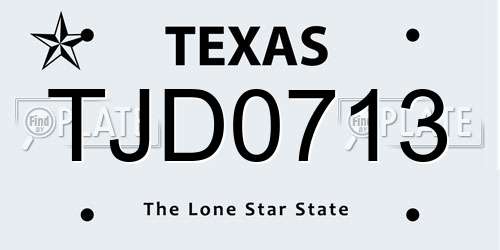 TJD0713 Texas License Plate