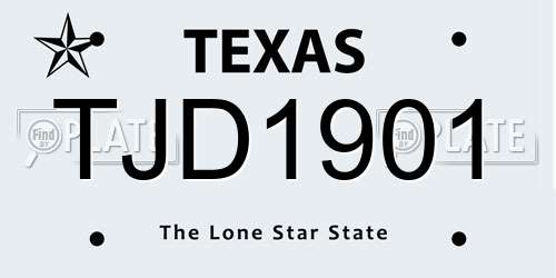 TJD1901 Texas License Plate