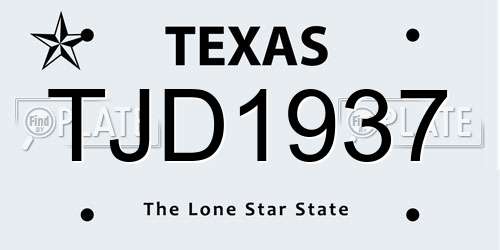 TJD1937 Texas License Plate