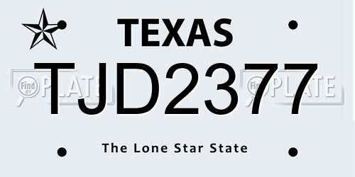 TJD2377 Texas License Plate