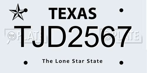 TJD2567 Texas License Plate