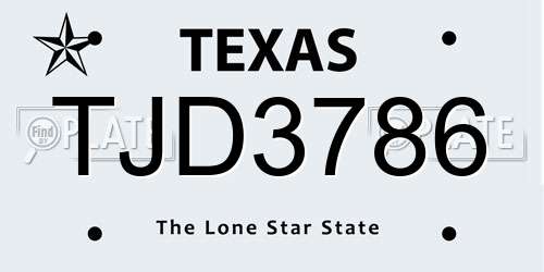 TJD3786 Texas License Plate
