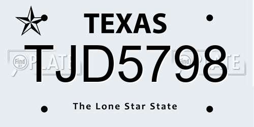 TJD5798 Texas License Plate