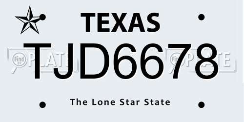 TJD6678 Texas License Plate