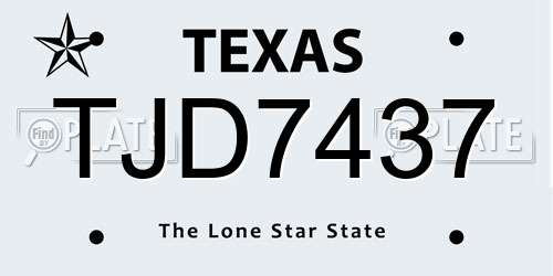 TJD7437 Texas License Plate