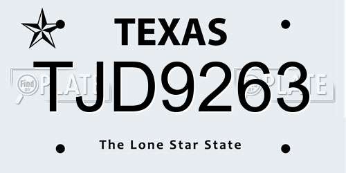 TJD9263 Texas License Plate