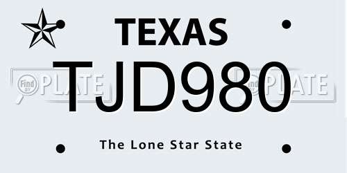 TJD980 Texas License Plate