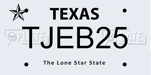 TJEB25 Texas License Plate