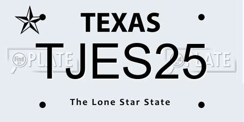 TJES25 Texas License Plate