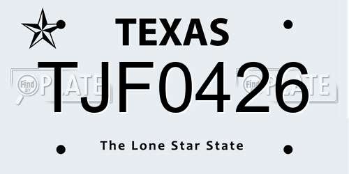 TJF0426 Texas License Plate