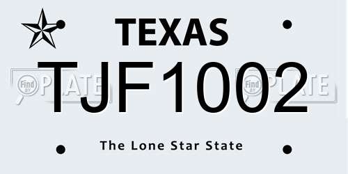 TJF1002 Texas License Plate