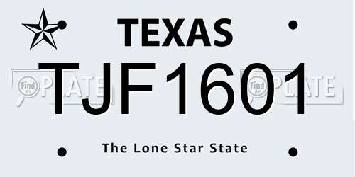 TJF1601 Texas License Plate
