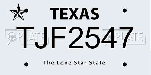 TJF2547 Texas License Plate