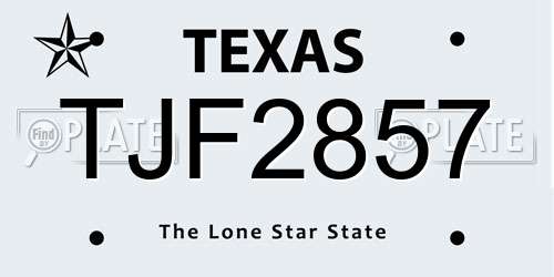 TJF2857 Texas License Plate