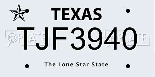 TJF3940 Texas License Plate