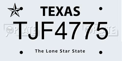 TJF4775 Texas License Plate