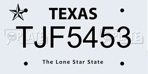TJF5453 Texas License Plate