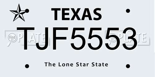 TJF5553 Texas License Plate