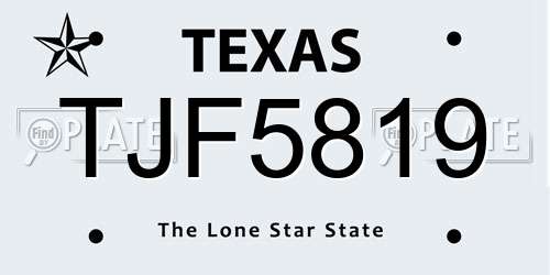 TJF5819 Texas License Plate