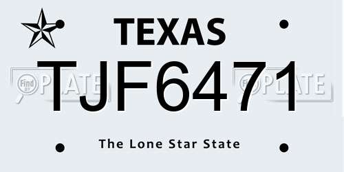 TJF6471 Texas License Plate