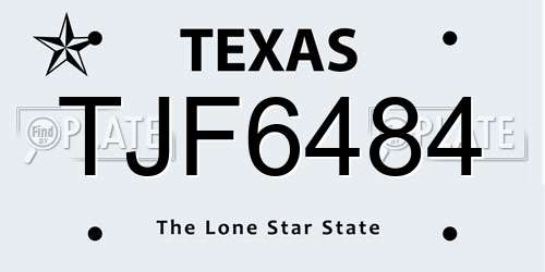 TJF6484 Texas License Plate