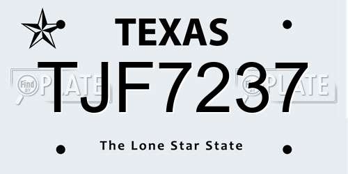 TJF7237 Texas License Plate