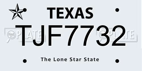 TJF7732 Texas License Plate