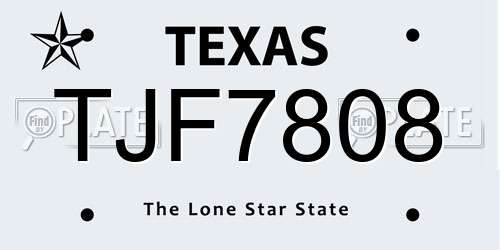 TJF7808 Texas License Plate