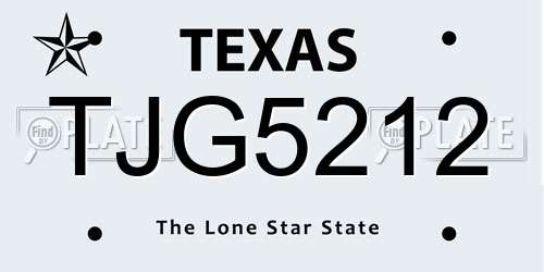 TJG5212 Texas License Plate