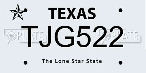 TJG522 Texas License Plate