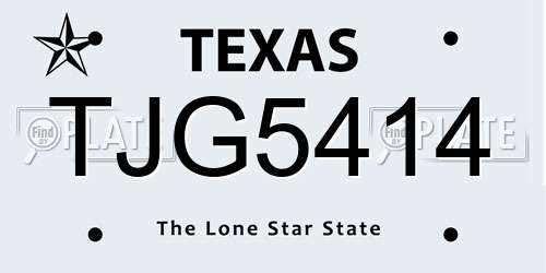 TJG5414 Texas License Plate