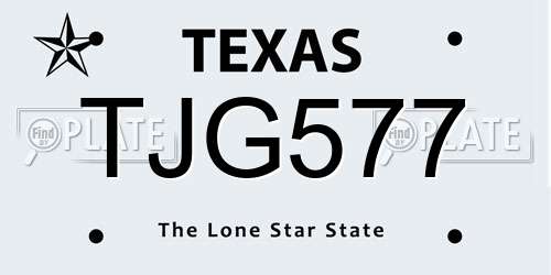 TJG577 Texas License Plate