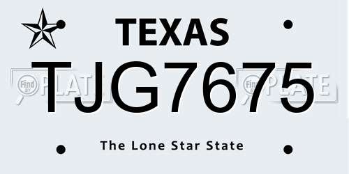 TJG7675 Texas License Plate