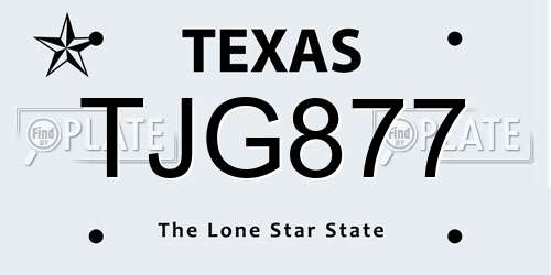 TJG877 Texas License Plate
