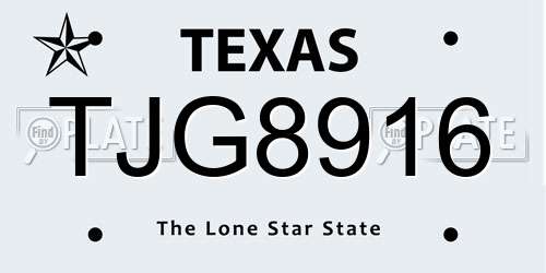 TJG8916 Texas License Plate