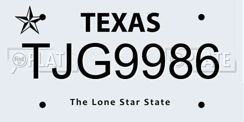 TJG9986 Texas License Plate