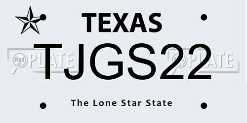 TJGS22 Texas License Plate