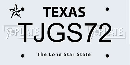 TJGS72 Texas License Plate