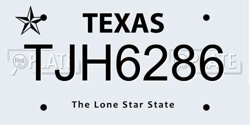 TJH6286 Texas License Plate