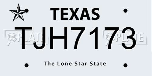 TJH7173 Texas License Plate